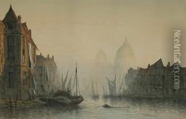 Venice At Dawn. Oil Painting - Arthur Vincent