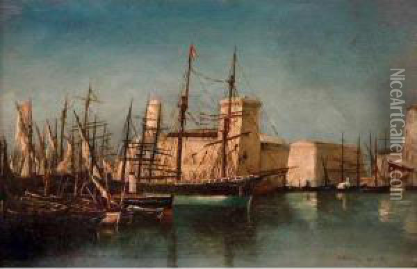 :le Port De Marseille Oil Painting - Alphonse Moutte