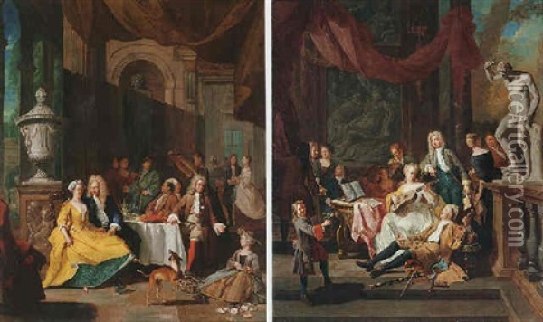 A Musical Assembly Oil Painting - Pieter Angillis