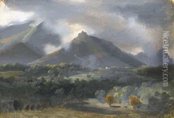 Un Paysage Montagneux Sous Un Ciel Orageux Oil Painting - Jean-Charles Joseph Remond