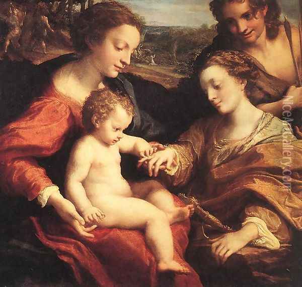 The Mystic Marriage of St Catherine Oil Painting - Antonio Allegri da Correggio