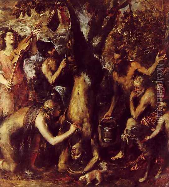 The Flaying of Marsyas 1575-76 Oil Painting - Tiziano Vecellio (Titian)