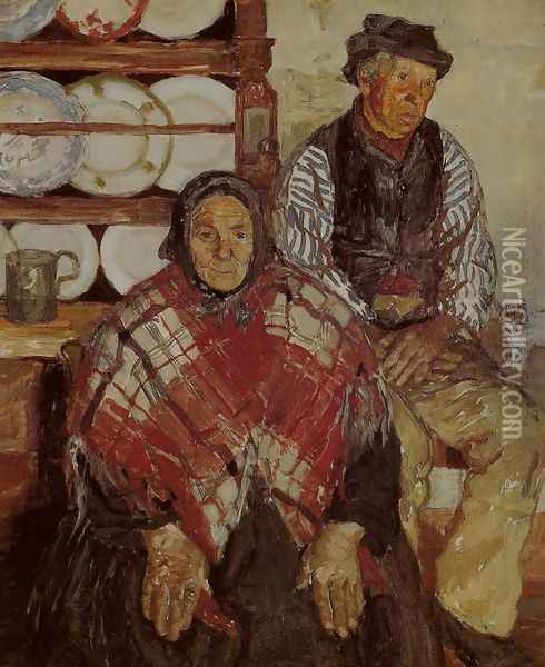 Old Irish Couple Oil Painting - Gladys Reynell
