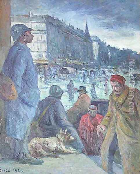 Soldiers in Paris Oil Painting - Maximilien Luce