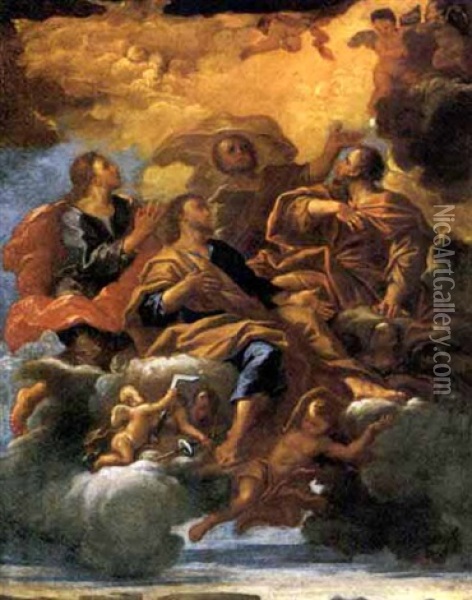 I Santi Quattro Coronati In Gloria Oil Painting - Ludovico Mazzanti
