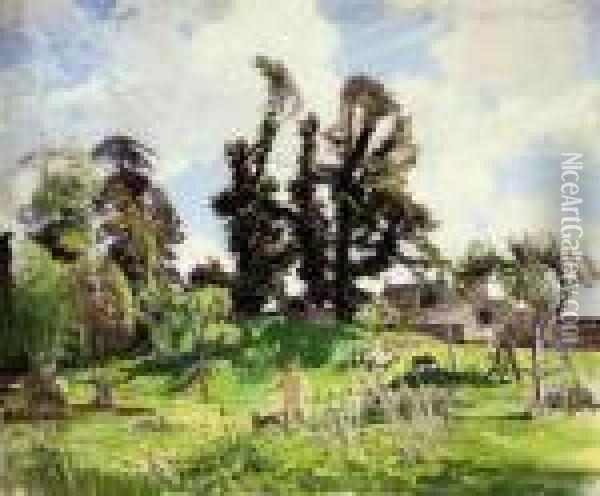 Dunshay From The Lower Lawn Oil Painting - George Spencer Watson