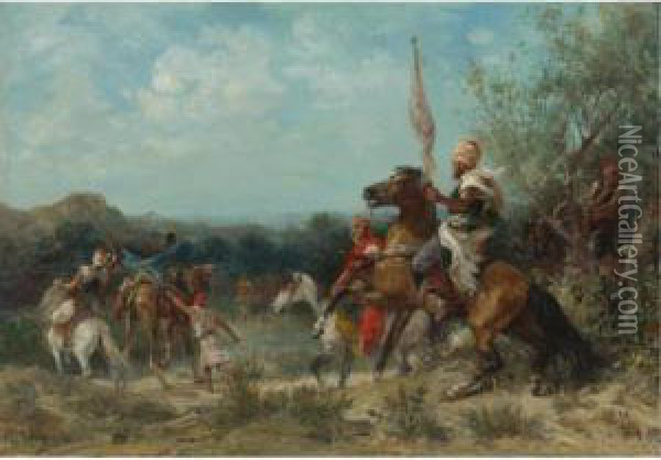Preparing For The Battle Oil Painting - Georges Washington