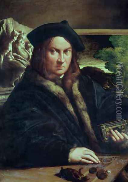 Portrait of a gentleman wearing a beret Oil Painting - Girolamo Francesco Maria Mazzola (Parmigianino)