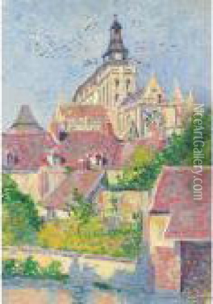 La Cathedrale De Gisors, Vue Du Fosse Aux Tanneurs Oil Painting - Maximilien Luce