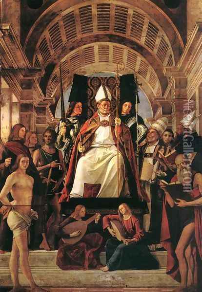 Altarpiece of St Ambrose 1503 Oil Painting - Alvise Vivarini