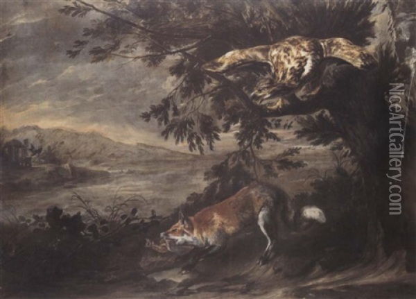 A Fox Carrying Off An Eaglet Oil Painting - Pieter Boel