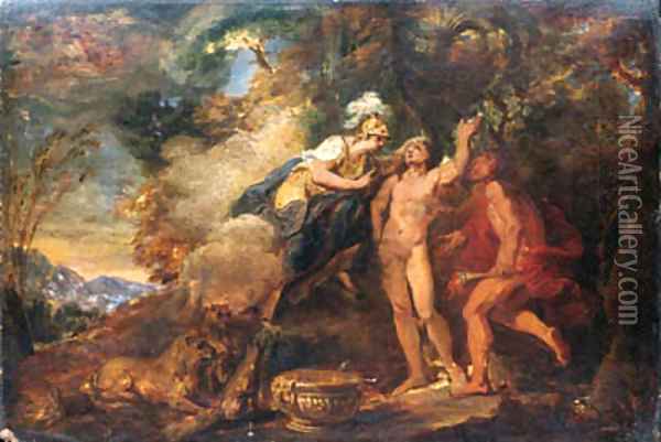 Prometheus fashioning man from clay in the presence of Minerva Oil Painting - Louis de Silvestre