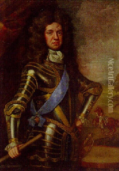 Portrait Of Ferdinand Wilhelm, Duke Of Wurtemberg-neustadt, In Amour Oil Painting - Sir John Baptist de Medina