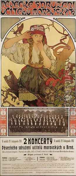 Morovian Teachers Choir Oil Painting - Alphonse Maria Mucha