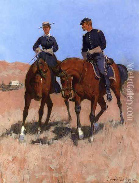 Belle McKeever and Lt. Edgar Wheelock Oil Painting - Frederic Remington