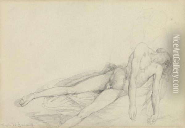 Study Of A Reclining Male Nude Oil Painting - Theodore Gericault