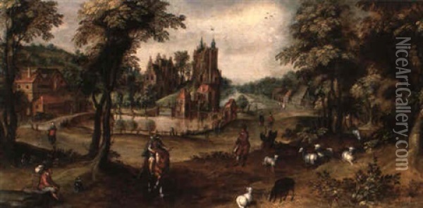 Scene Seigneuriale Dans Un Parc Oil Painting - Willem Van Den Bundel