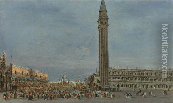 The Festival Of Giovedi Grasso In The Piazzetta, Venice Oil Painting - Francesco Guardi