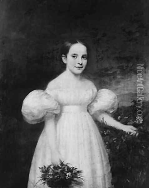Portrait of a Girl with Flowers Oil Painting - Samuel Lovett Waldo
