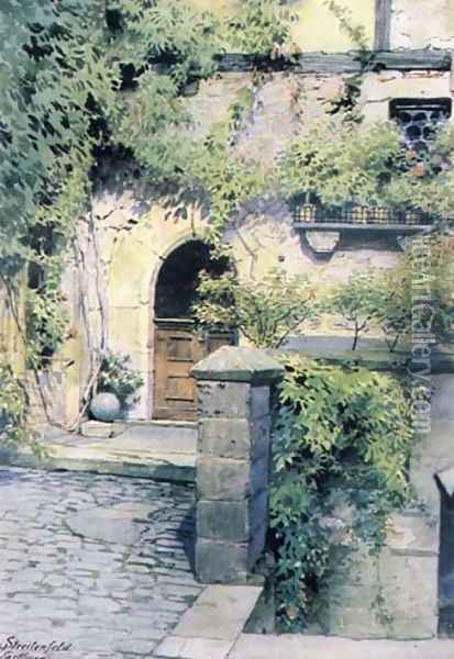 Entrance to a Garden Oil Painting - Ludwig Streitenfeld