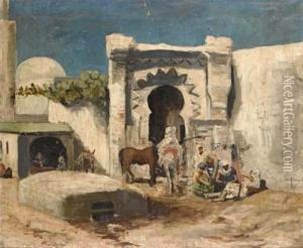 A Square In Tangiers Oil Painting - Jose Villegas y Cordero