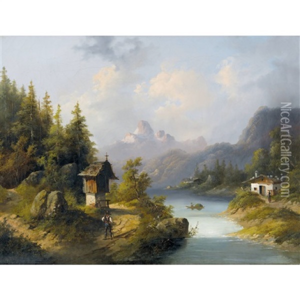 Sommerliche Alpenlandschaft Oil Painting - Jean Jaquet