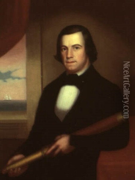 Portrait Of Josiah Huntington, Captain Of The 'barque Georgia' Oil Painting - Isaac Sheffield