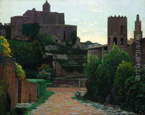 Girona Oil Painting - Santiago Rusinol i Prats