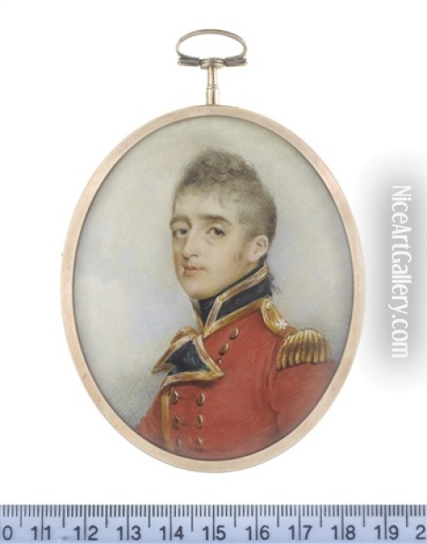 Captain And Lieutenant-colonel Stephen Peacocke Sr. Of The 3rd Regiment Of Foot (later Scots Guards), Wearing The Uniform Of The 3rd Regiment Of Foot Guards Oil Painting - George Chinnery