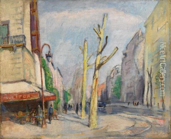 Cafe A Leon, Boulevard Dela Chapelle Oil Painting - Theophile Alexandre Steinlen