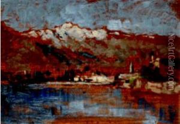 Paesaggio Con Lago Oil Painting - Eugenio Gignous