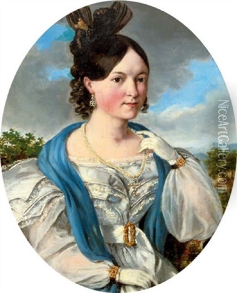 Portrait Of A Lady Oil Painting - Joseph Kroepsch
