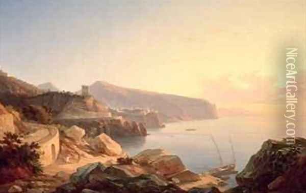 The Gulf of Sorrento near Vico Oil Painting - Carl Wilhelm Goetzloff