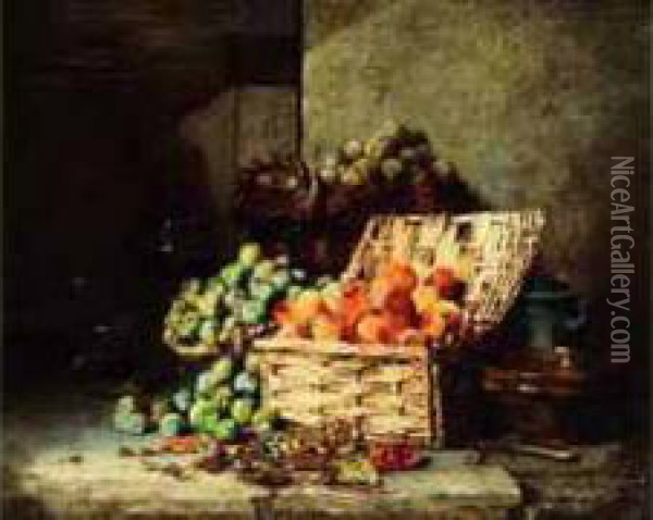 < Nature Morte Aux Fruits >. Oil Painting - Albert Patte