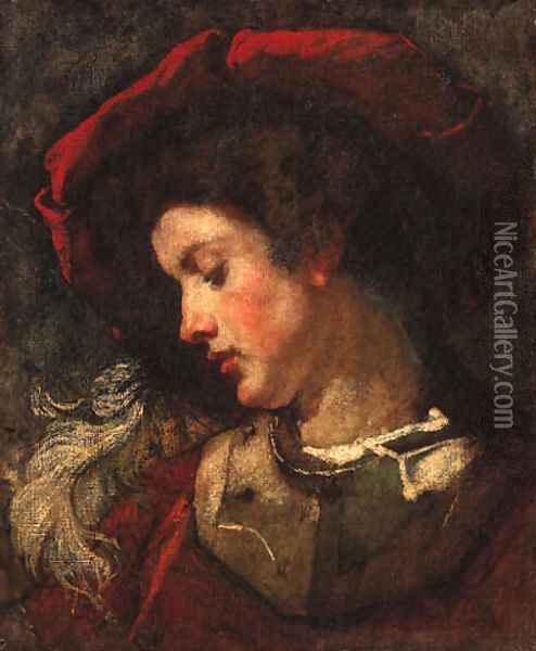 Head of a Boy Oil Painting - Thomas Couture