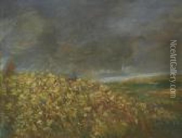 Paesaggio In Fiore Oil Painting - Giovanni Segantini