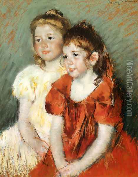 Young Girls, c.1900 Oil Painting - Mary Cassatt