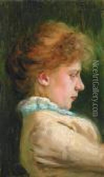 Portrait D'une Jeune Femme Oil Painting - Konstantin Egorovich Egorovich Makovsky