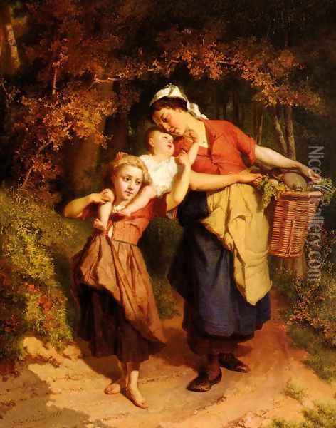 Returning From The Market Oil Painting - Theodore Gerard