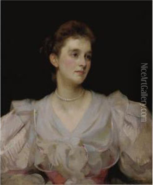 Portrait Of A Lady Oil Painting - James Jebusa Shannon