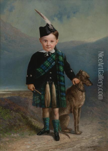 Scottish Lad And His Dog Oil Painting - William Raphael