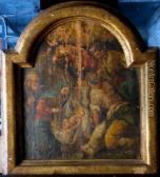 Jesus Surrounded By Attendants Oil Painting - Jacopo Bassano (Jacopo da Ponte)