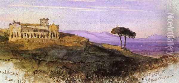 A View in the Roman Compagna Oil Painting - Edward Lear