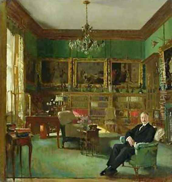 Otto Beit in his study at Belgrave Square, 1913 Oil Painting - Sir William Newenham Montague Orpen