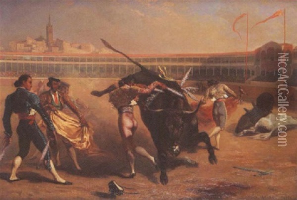 Bull Fighters Oil Painting - Louis Eugene Ginain