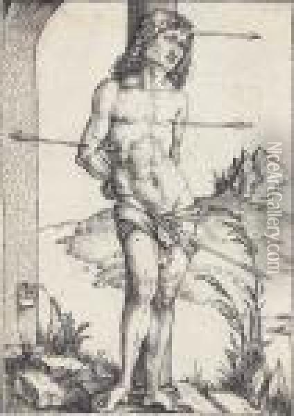 Saint Sebastian Bound To A Column Oil Painting - Albrecht Durer