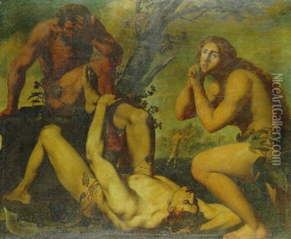 Adam And Eve Lamenting The Death Of Ariel Oil Painting - Michele Ragoglia