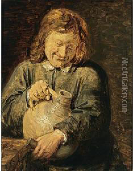 A Man Holding A Jug Oil Painting - Joos van Craesbeeck