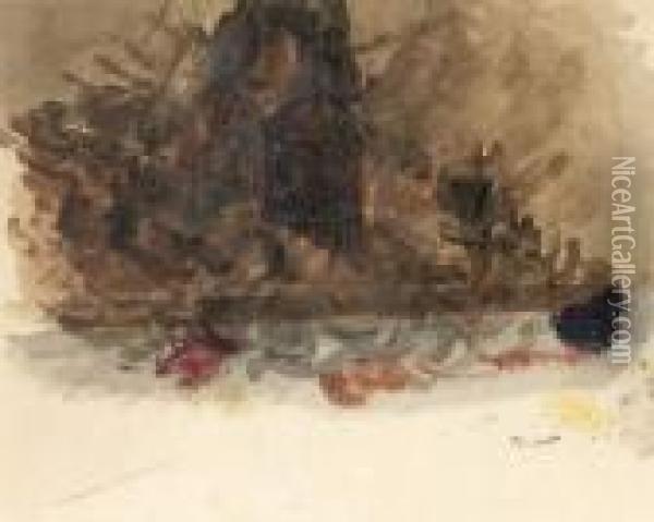 Etude Pour La Barque De Dante, Vers 1821 - 1822 Oil Painting - Eugene Delacroix
