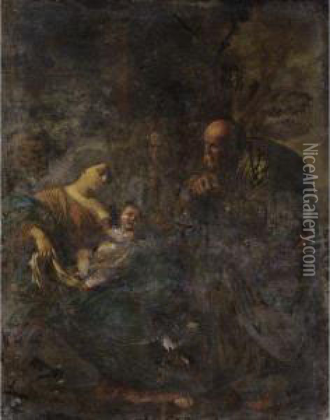 Sacra Famiglia Con Sant'anna Oil Painting - Andrea Vaccaro